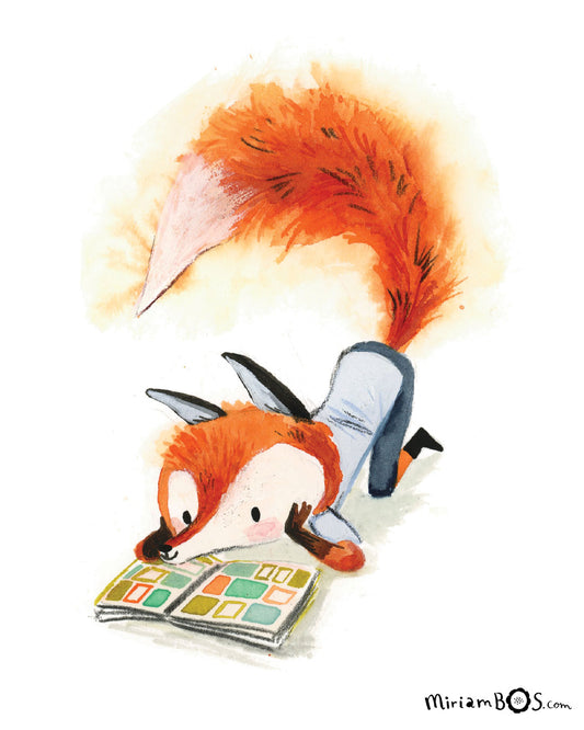 21x30cm (A4) Art print - Lezen is leuk! - August leest