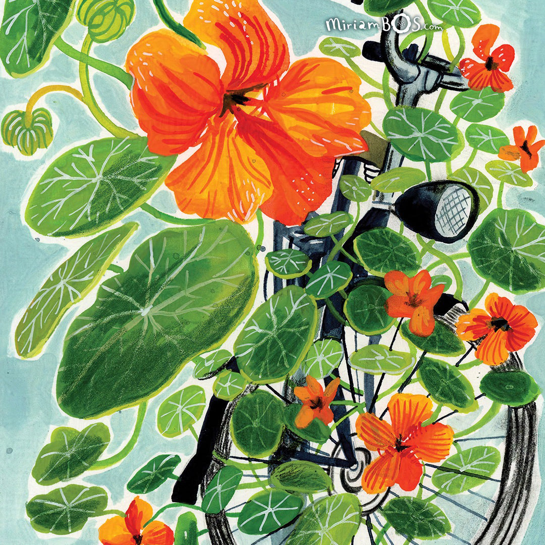 A2 Giclée - Uniek | Oost-Indische Kers met Fiets