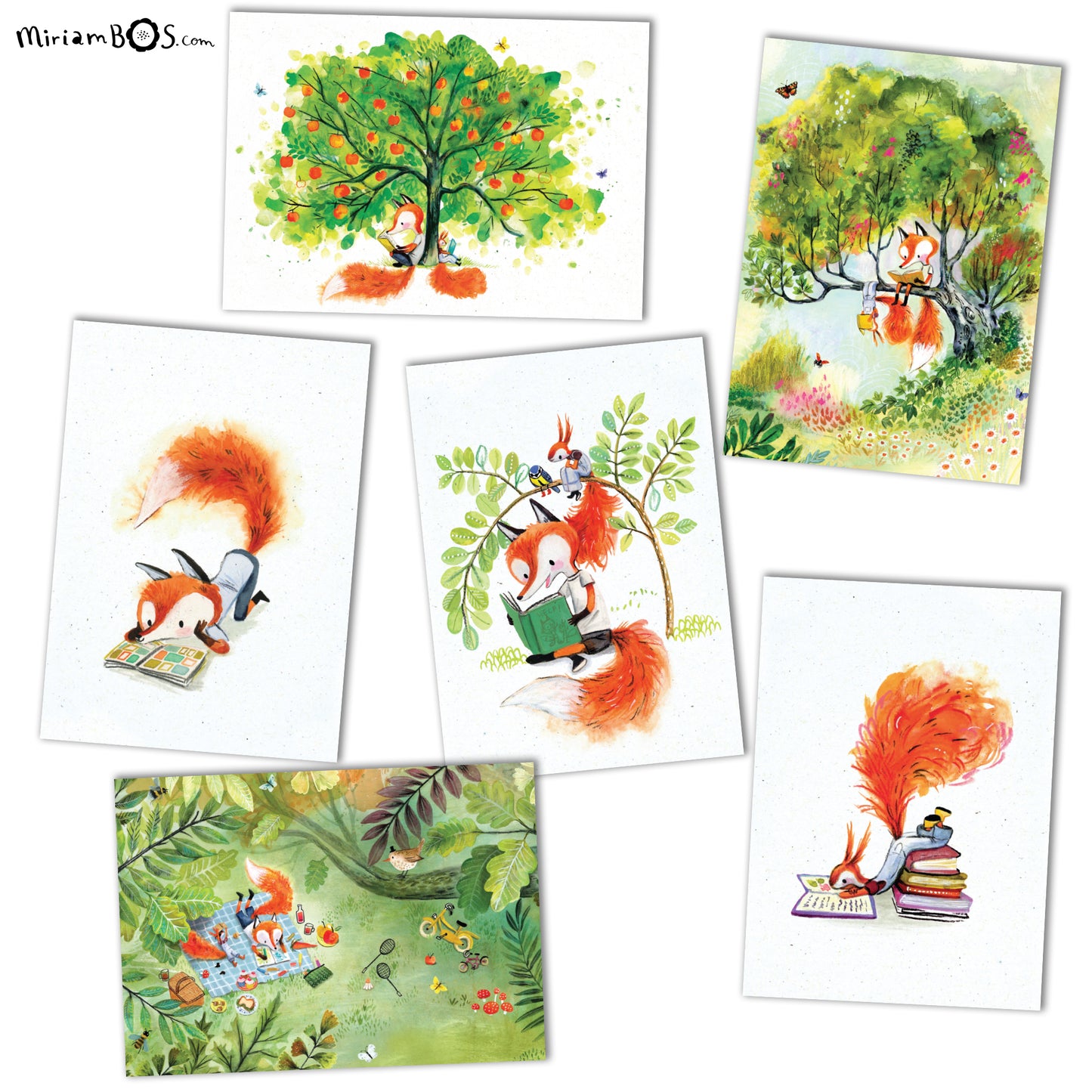 Ansichtkaart - set van 6 - Lezen is leuk!