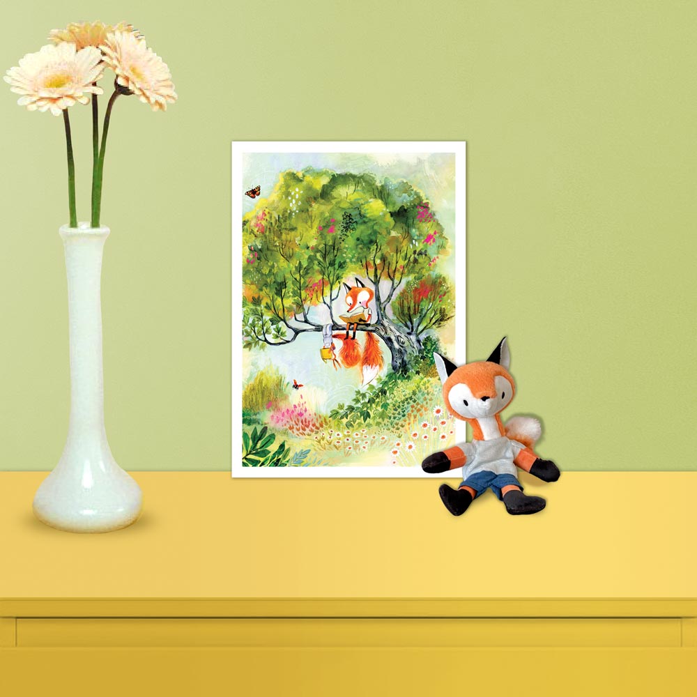 21x30cm (A4) Art print -August en Suus - Lezen is leuk! (in een boom)