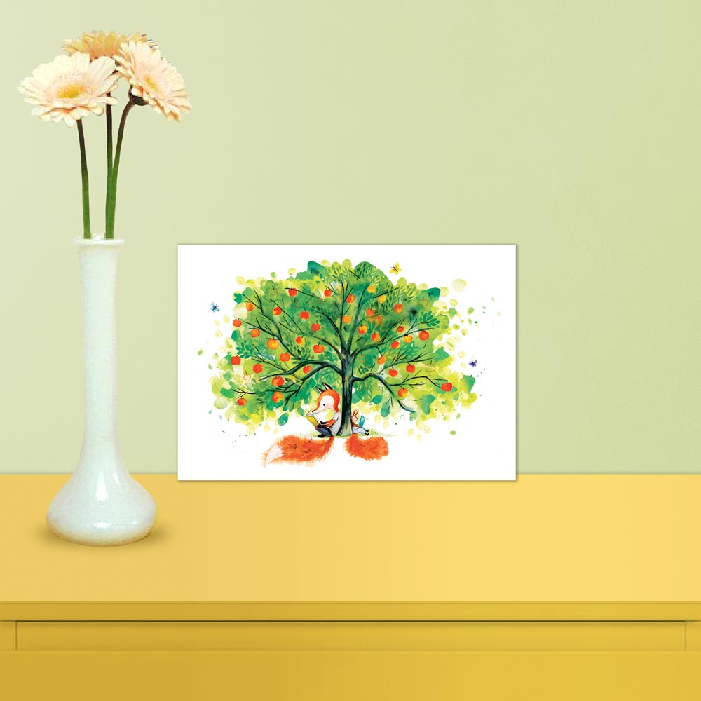 21x30cm (A4) Art print -August en Suus - Lezen is leuk! (onder de appelboom) 🍎