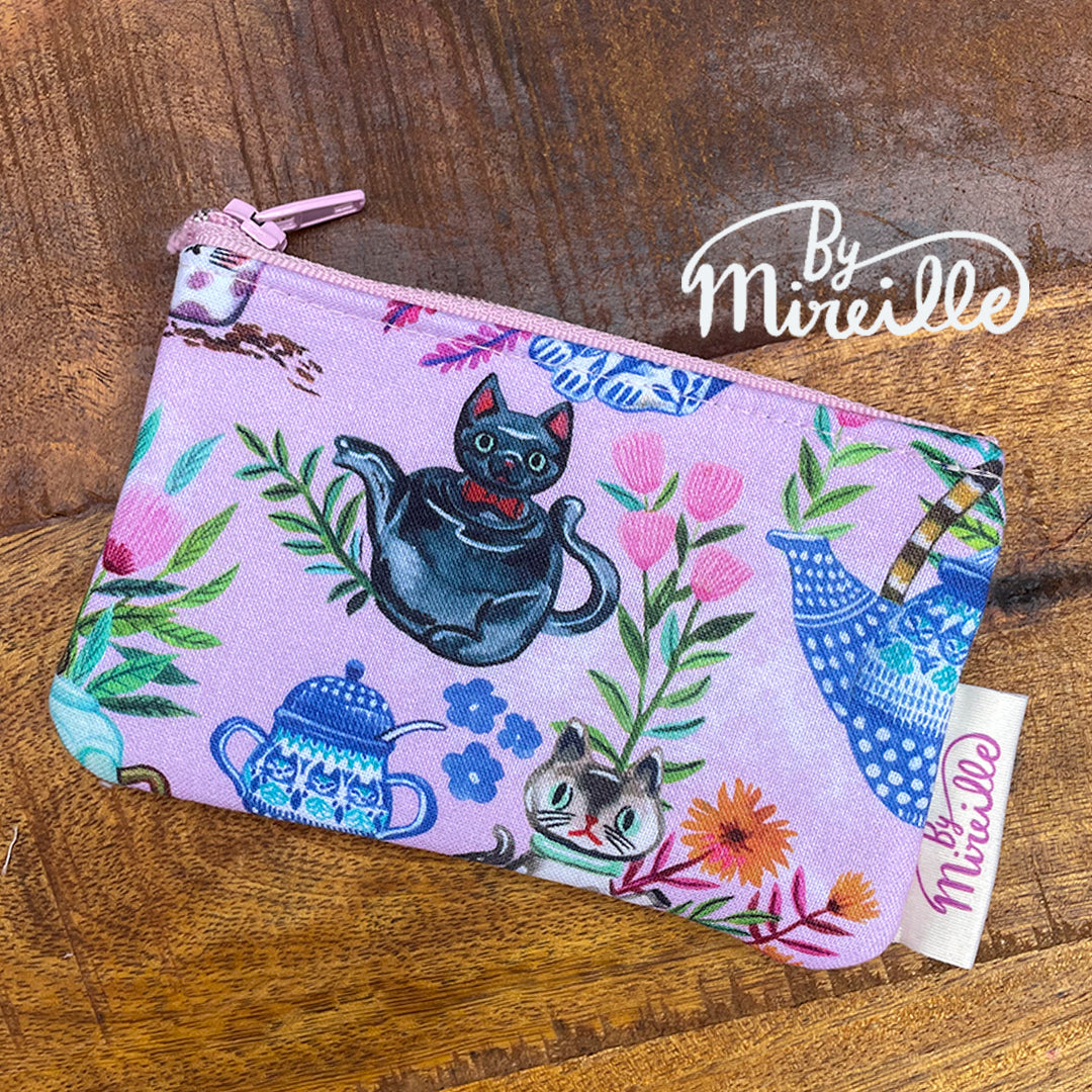 Mini portemonnee - Katten en theepotten - versie 1