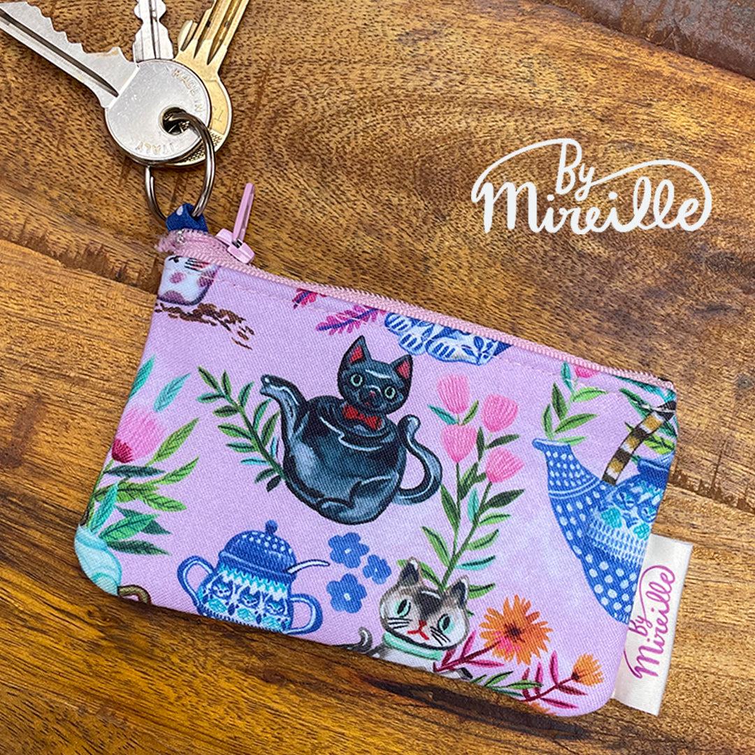 Mini portemonnee - Katten en theepotten - versie 1