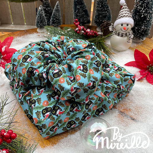 Inpakken met doek - Het Japanse Furoshiki - Festive cats with hats