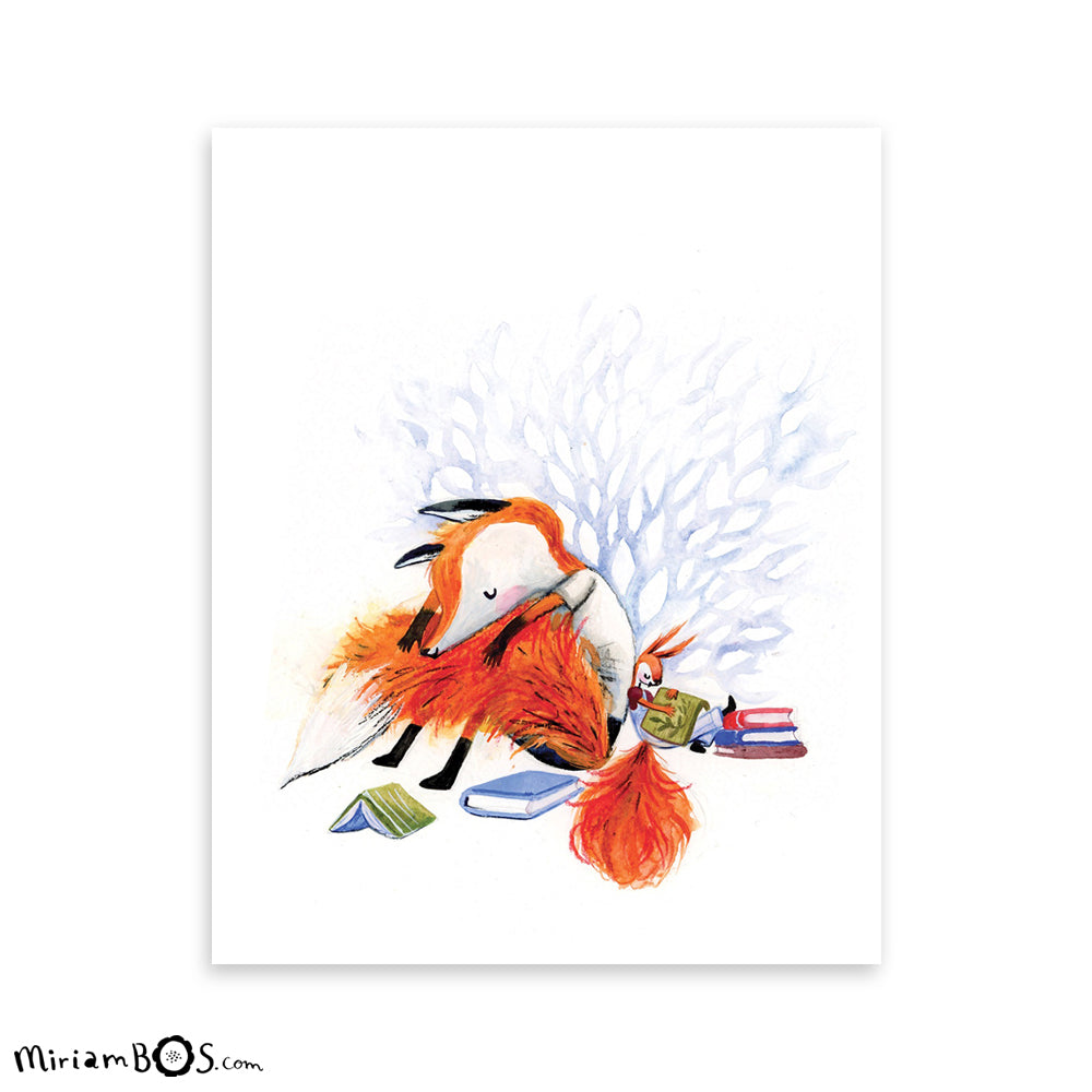 GESIGNEERD ✍️ Art Print = 20.3 x 25.4 cm | August en Suus - Lezen tot je slaapt