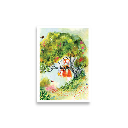 21x30cm (A4) Art print -August en Suus - Lezen is leuk! (in een boom)