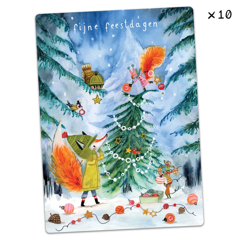 Op voorraad - kerstkaart 2023 - 10 stuks - NL 🇳🇱 + BE 🇧🇪 only - August en Suus en de Kerstboom