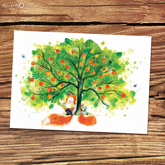BUNDELKORTING   (bestel vanaf 50st)  - Kaartje August en Suus lezen onder de appelboom