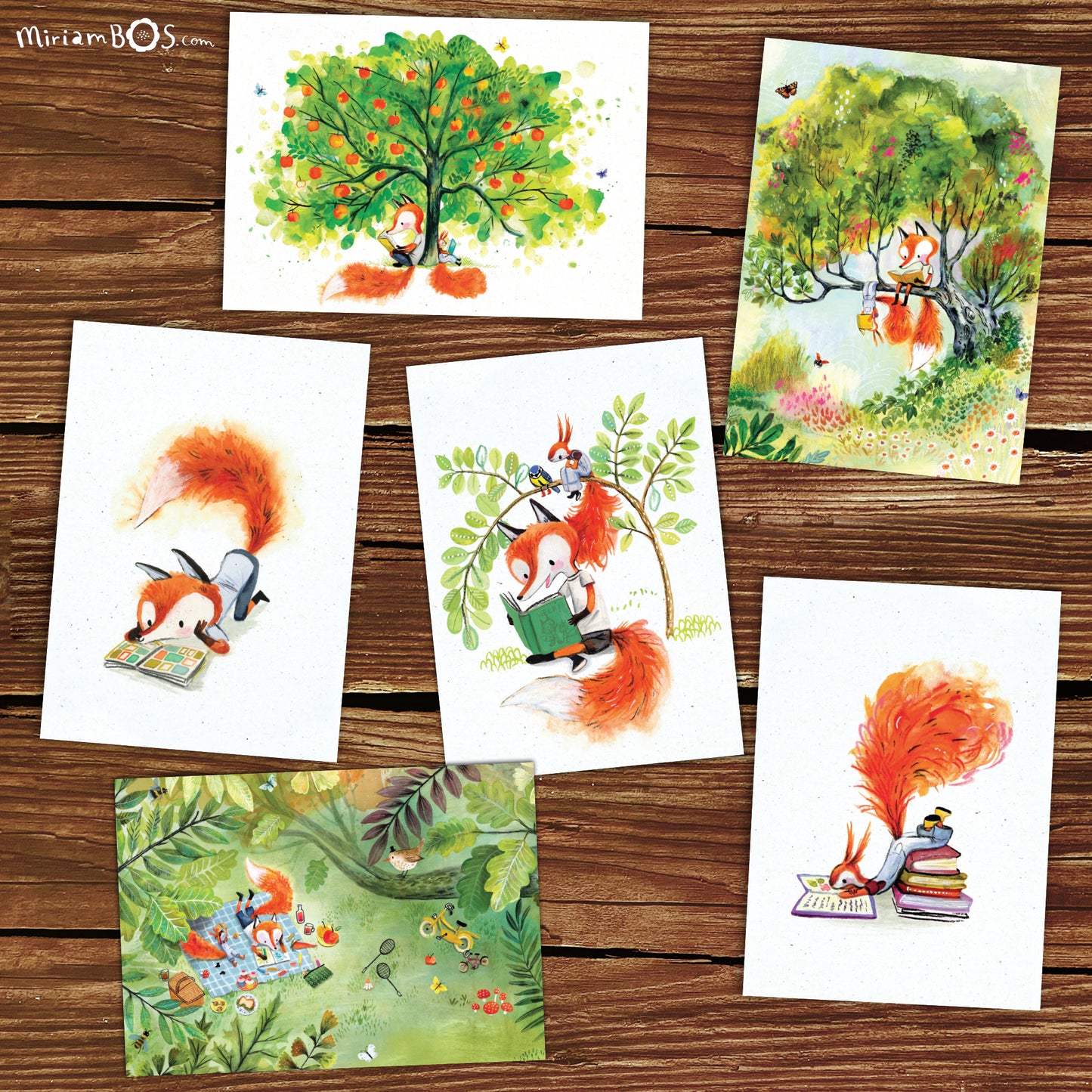 Ansichtkaart - set van 6  - Lezen is leuk!