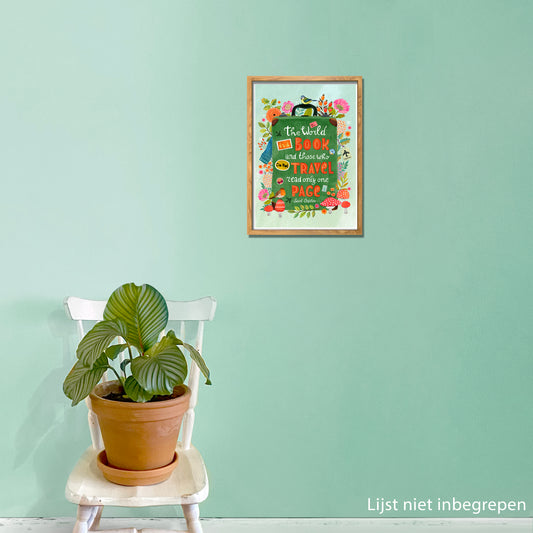 A4 Art Print - Quote - The world is a book