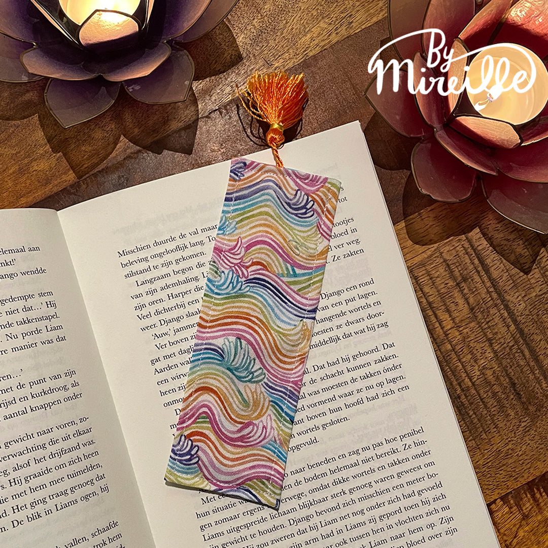 OP=OP Boekenlegger met kwastje -🌈 Regenboog golven