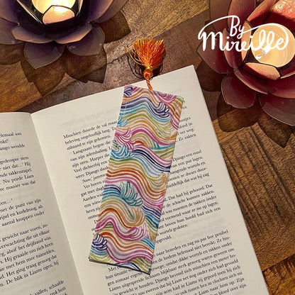 OP=OP Boekenlegger met kwastje -🌈 Regenboog golven