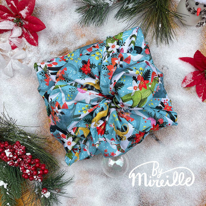 Furoshiki gift wrap - Happy Holidays Dinos