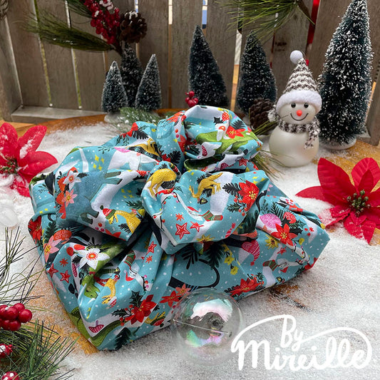 Furoshiki gift wrap - Happy Holidays Dinos