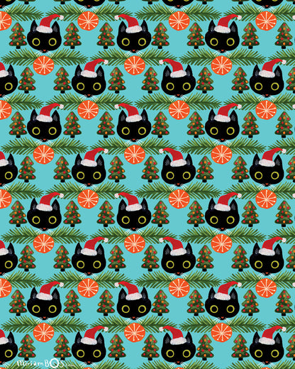 Furoshiki gift wrap - Festive cats with hats